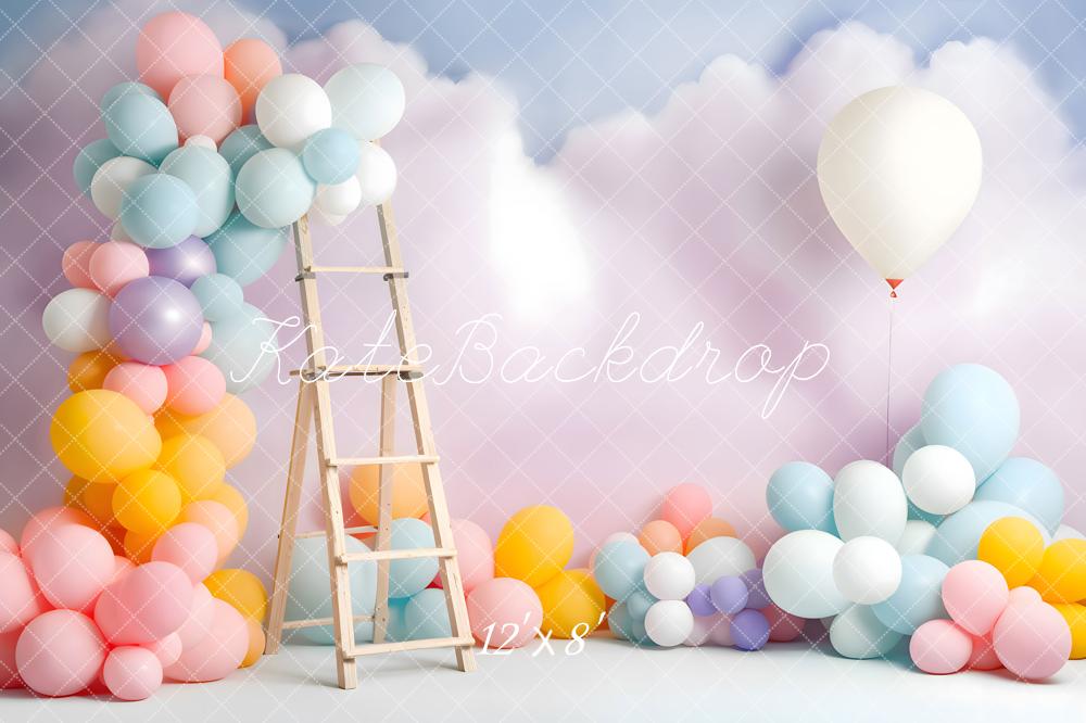 Kate Ballons Été Anniversaire Nuage Toile de fond en Laine Conçu par Chain Photographie - Kate Backdrop FR