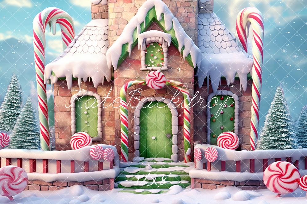Offres Éclair-Kate Noël Hiver Maison de bonbons Toile de fond en Laine conçu par Emetselch - Kate Backdrop FR