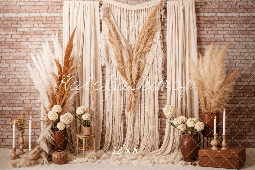 Offres Éclair-Kate Bohème Bougie Roseau Rideaux Toile de fond en Laine conçue par Chain Photographie - Kate Backdrop FR