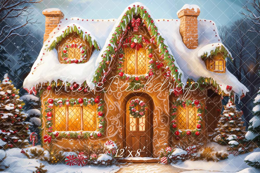 Kate Noël Dessin animé Maison Neige Hiver Toile de fond conçue par Emetselch - Kate Backdrop FR
