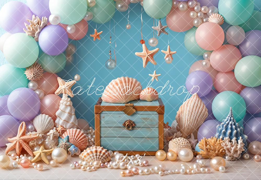 Kate Cake smash Mer Coloré Ballons Coquille Toile de fond conçue par Emetselch - Kate Backdrop FR
