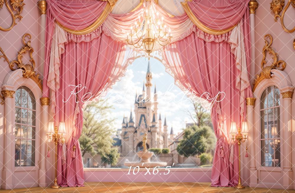 Kate Château Rose Rideaux Fenêtre Princesse Toile de fond en Laine conçue par Emetselch - Kate Backdrop FR