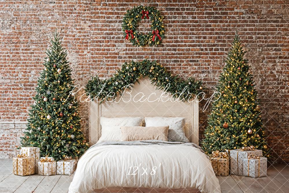 Kate Noël Chambre Mur de briques Lit Toile de fond conçue par Emetselch - Kate Backdrop FR