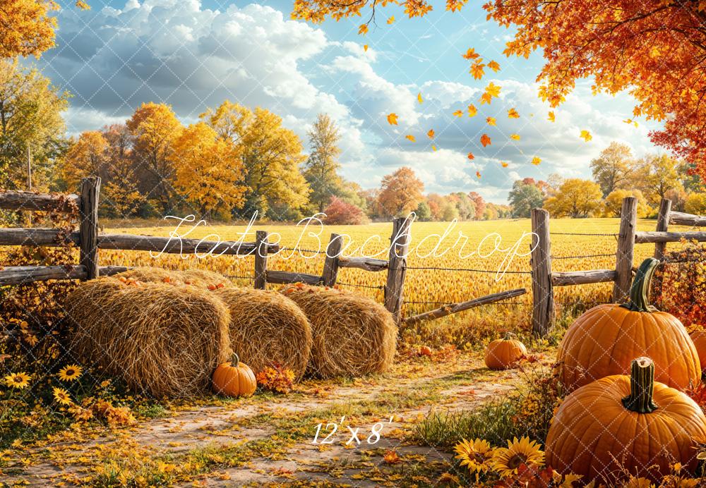 Kate Automne Récolte Citrouille Champ Toile de fond conçue par Emetselch - Kate Backdrop FR