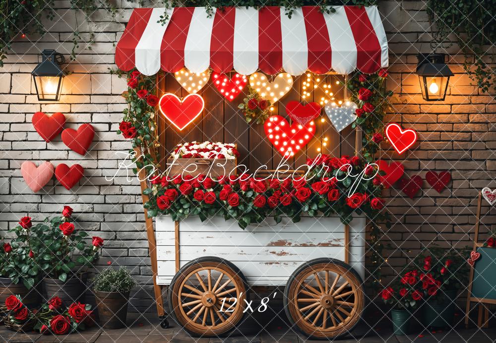 Kate Saint Valentin Cœur Chariot de roses Toile de fond conçue par Emetselch - Kate Backdrop FR