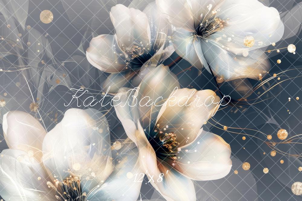 Kate Beaux-arts Fleurs lumineuses Blanc Toile de fond conçue par Lidia Redekopp - Kate Backdrop FR
