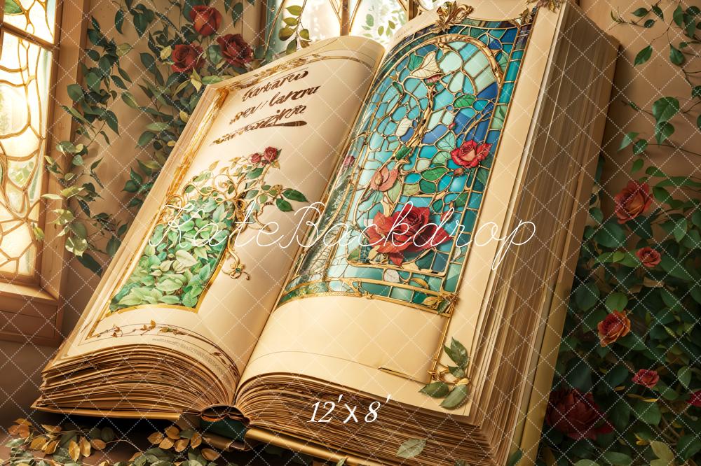 Kate Saint Valentin Fantastique Livre Roses Toile de fond conçue par Chain Photographie - Kate Backdrop FR