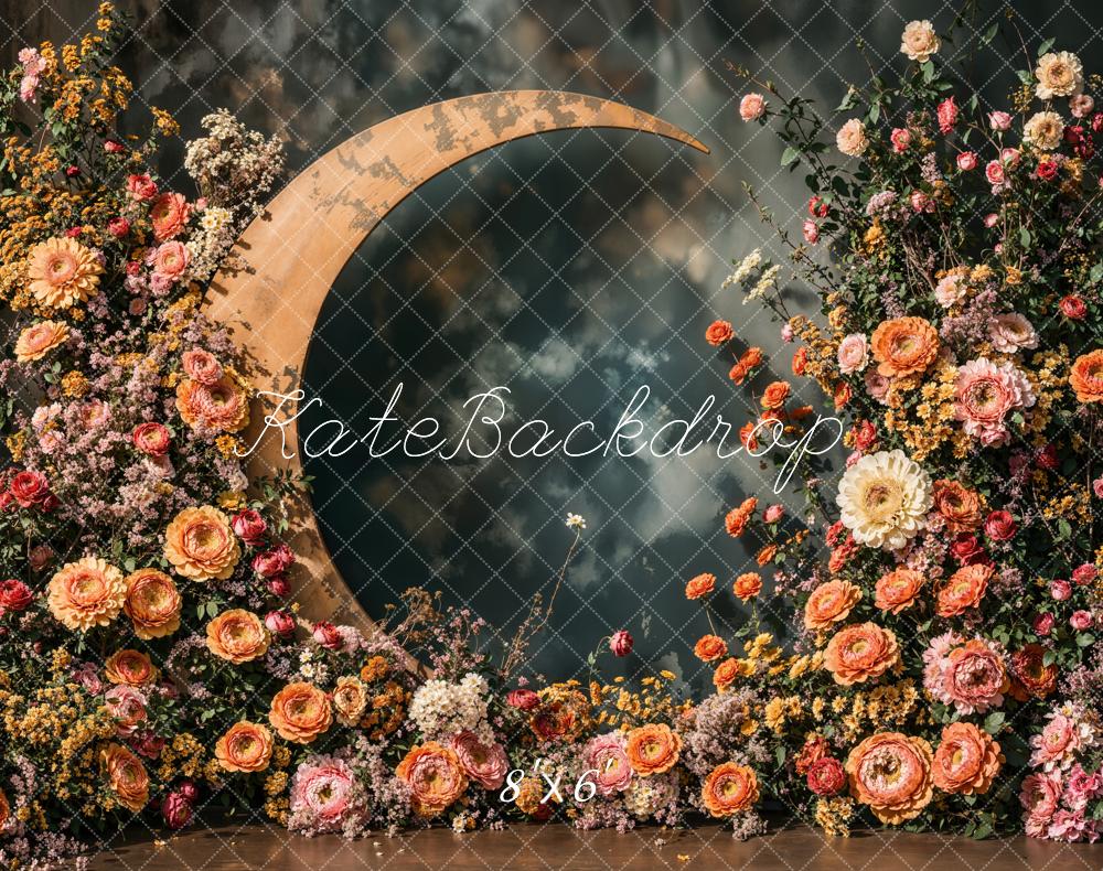 Kate Fête des mères Fleurs Croissant de Lune Toile de fond en Laine conçue par Emetselch - Kate Backdrop FR
