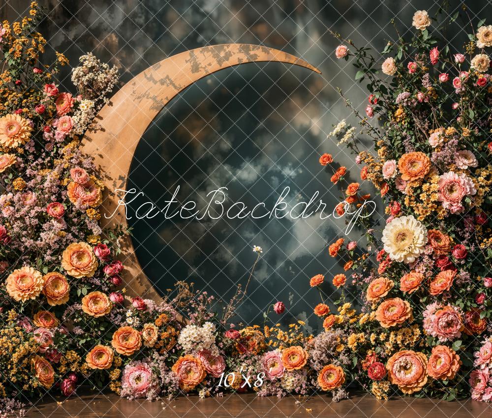 Kate Fête des mères Fleurs Croissant de Lune Toile de fond en Laine conçue par Emetselch - Kate Backdrop FR