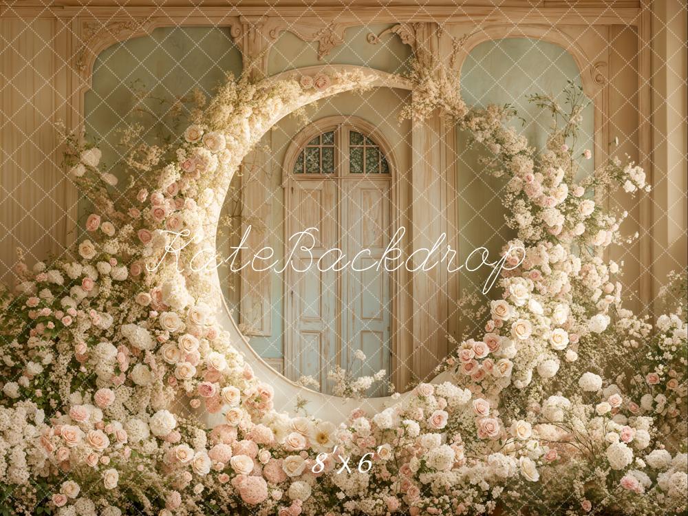 Kate Fête des mères Lune Fleurs Mariage Toile de fond en Laine conçue par Emetselch - Kate Backdrop FR