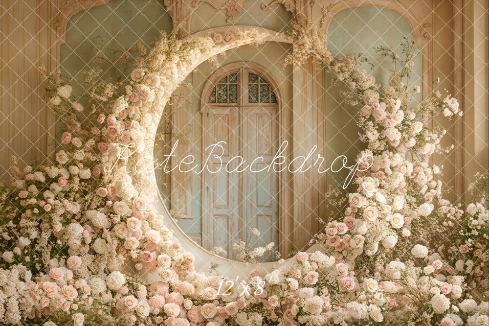Kate Fête des mères Lune Fleurs Mariage Toile de fond en Laine conçue par Emetselch - Kate Backdrop FR
