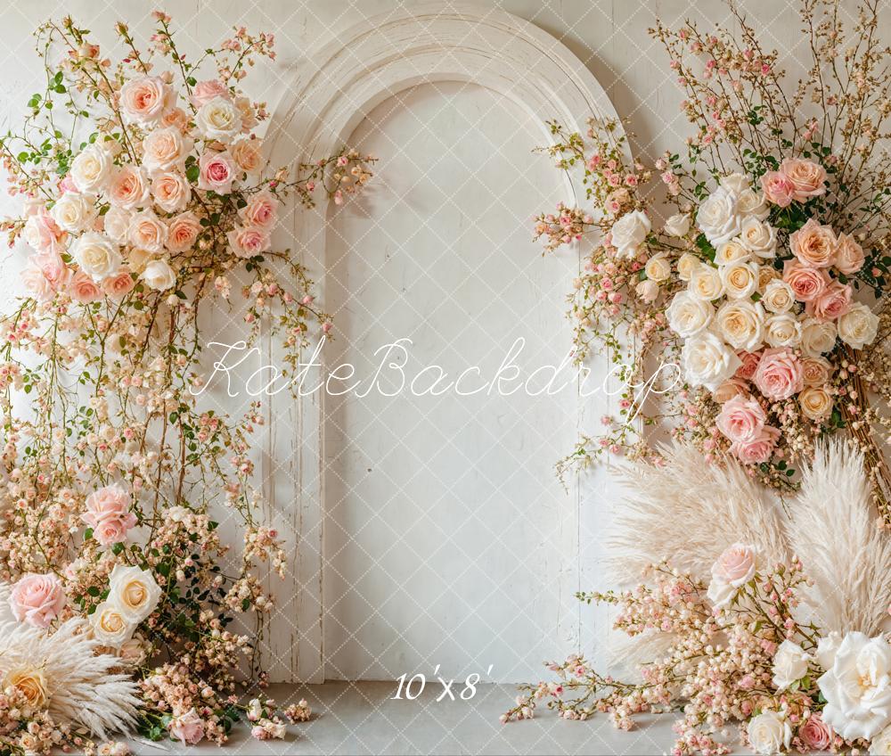 Kate Fleurs Mariage Arche Bohème Doux Toile de fond en Laine conçue par Emetselch - Kate Backdrop FR