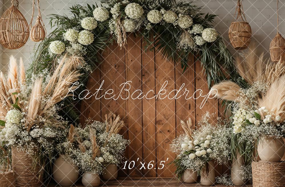 Kate Bohème Fleur Arche Porte en bois Toile de fond en Laine conçue par Emetselch - Kate Backdrop FR
