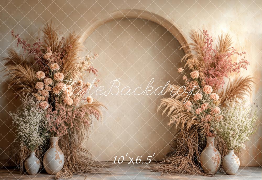 Kate Bohème Fleurs Arche Beige Toile de fond en Laine conçue par Emetselch - Kate Backdrop FR
