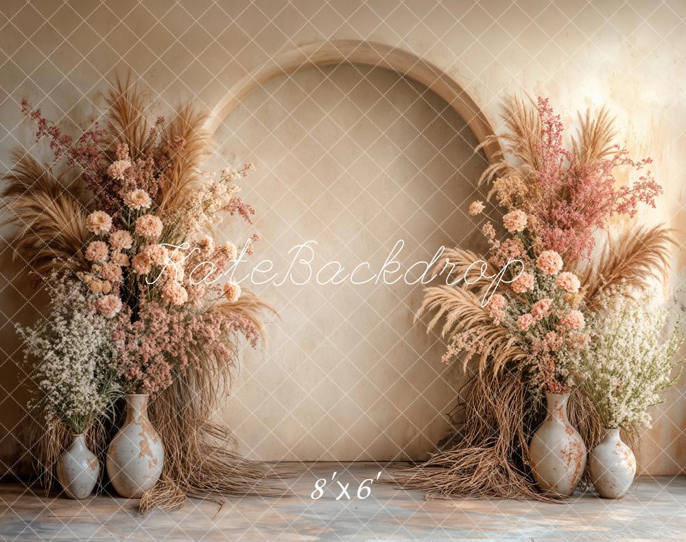 Kate Bohème Fleurs Arche Beige Toile de fond en Laine conçue par Emetselch - Kate Backdrop FR