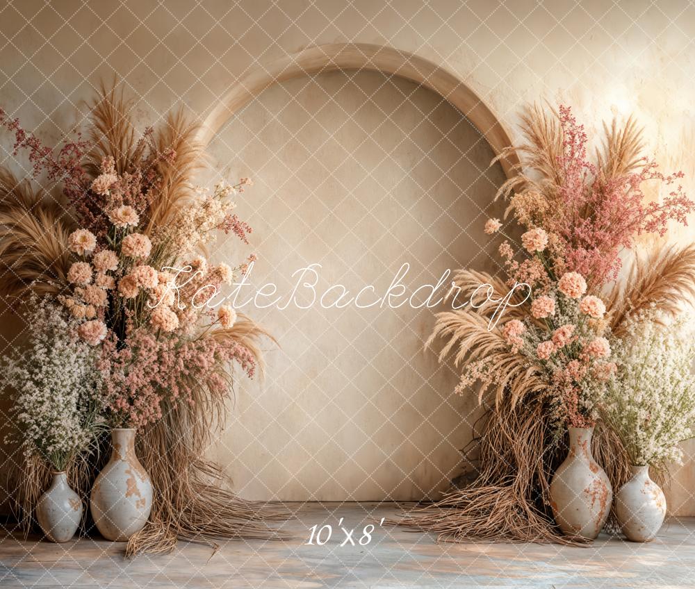 Kate Bohème Fleurs Arche Beige Toile de fond en Laine conçue par Emetselch - Kate Backdrop FR