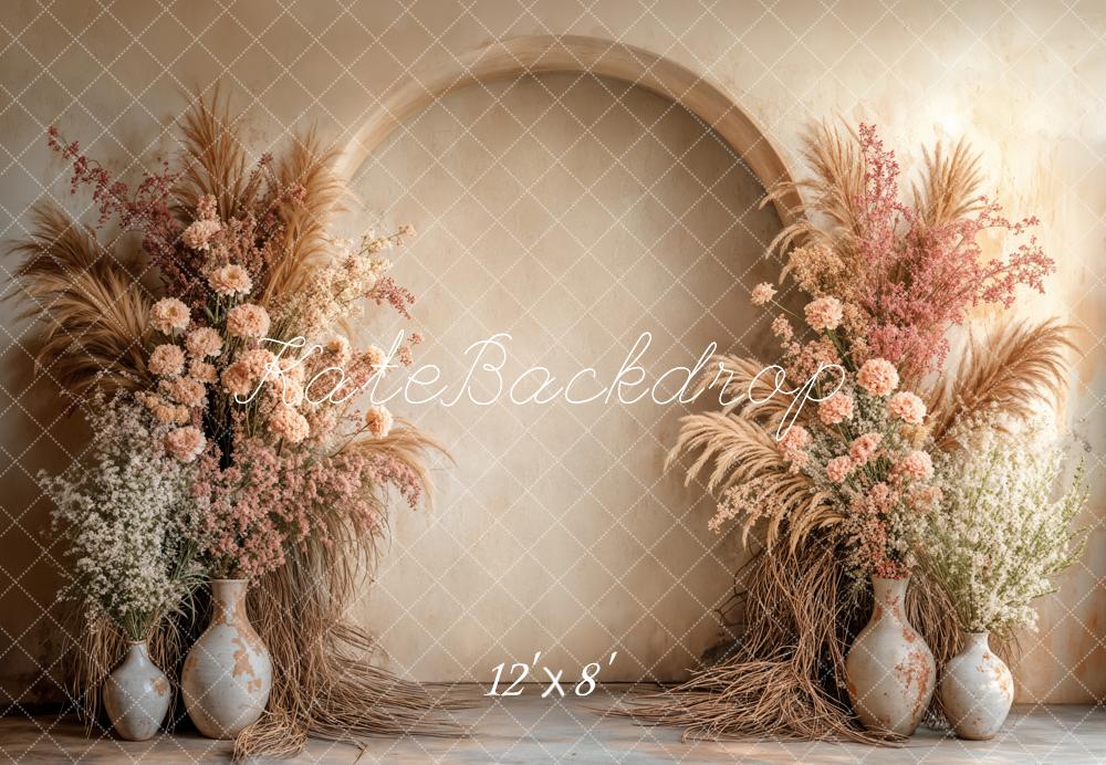 Kate Bohème Fleurs Arche Beige Toile de fond en Laine conçue par Emetselch - Kate Backdrop FR
