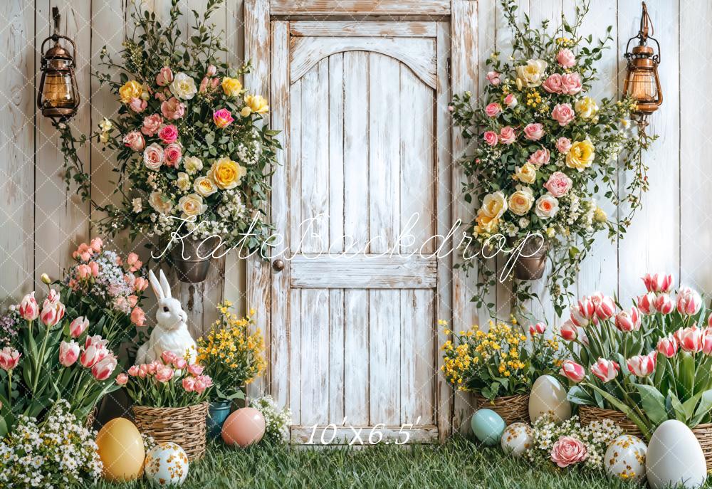 Kate Pâques Lapin Fleurs Panier Porte Toile de fond en Laine conçue par Emetselch - Kate Backdrop FR