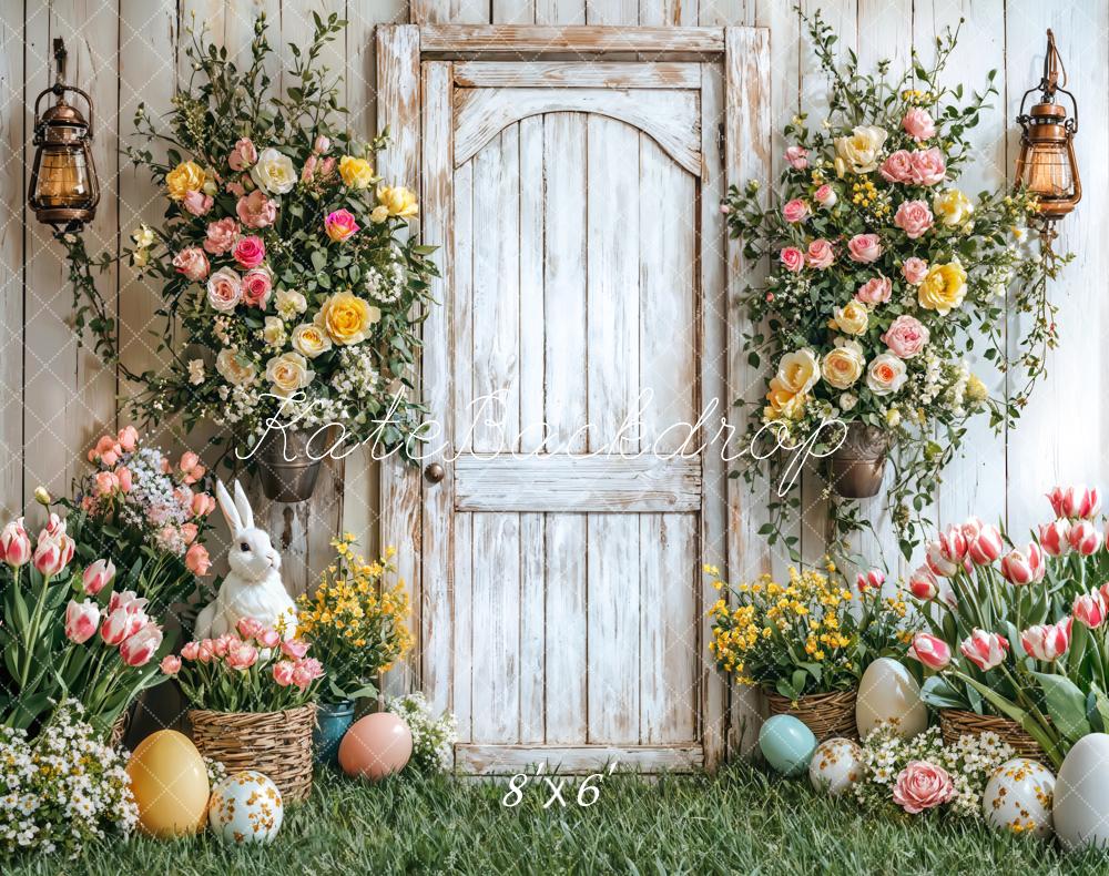 Kate Pâques Lapin Fleurs Panier Porte Toile de fond en Laine conçue par Emetselch - Kate Backdrop FR