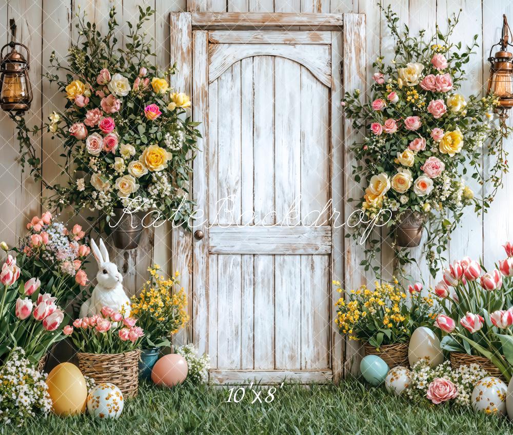 Kate Pâques Lapin Fleurs Panier Porte Toile de fond en Laine conçue par Emetselch - Kate Backdrop FR