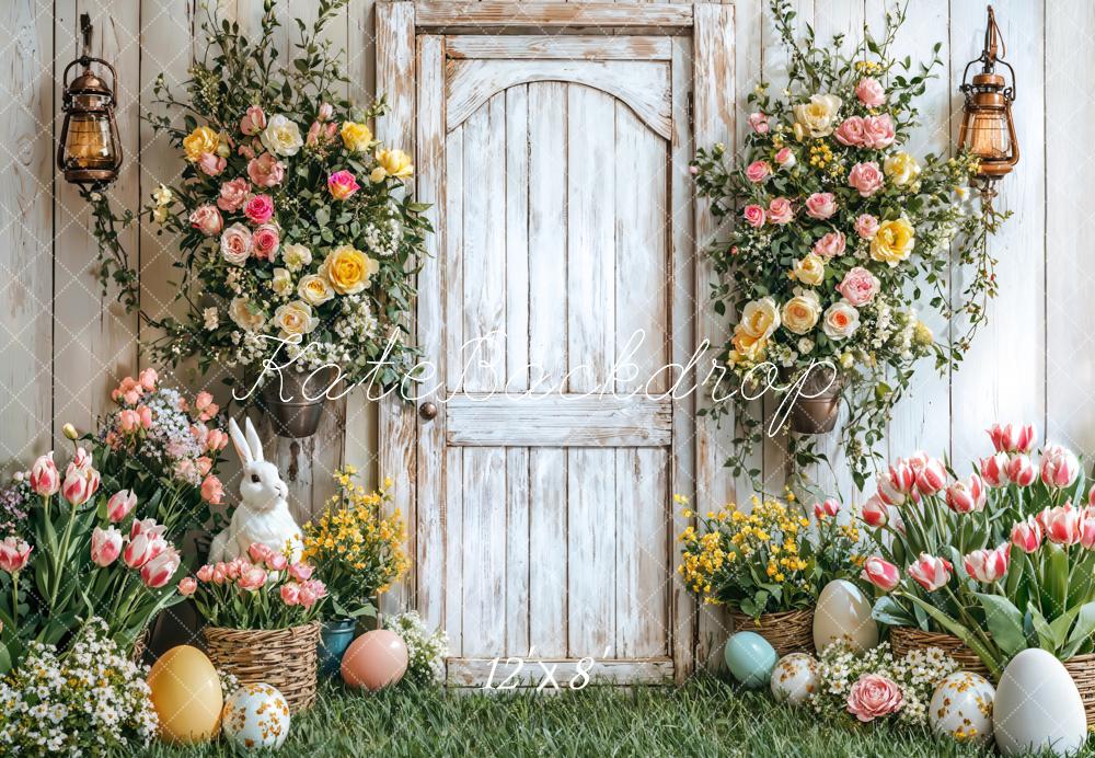 Kate Pâques Lapin Fleurs Panier Porte Toile de fond en Laine conçue par Emetselch - Kate Backdrop FR