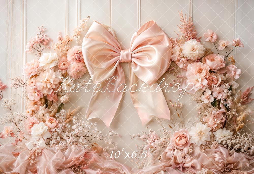 Kate Fleurs Arche Rose Gros nœud Toile de fond en Laine conçue par Emetselch - Kate Backdrop FR