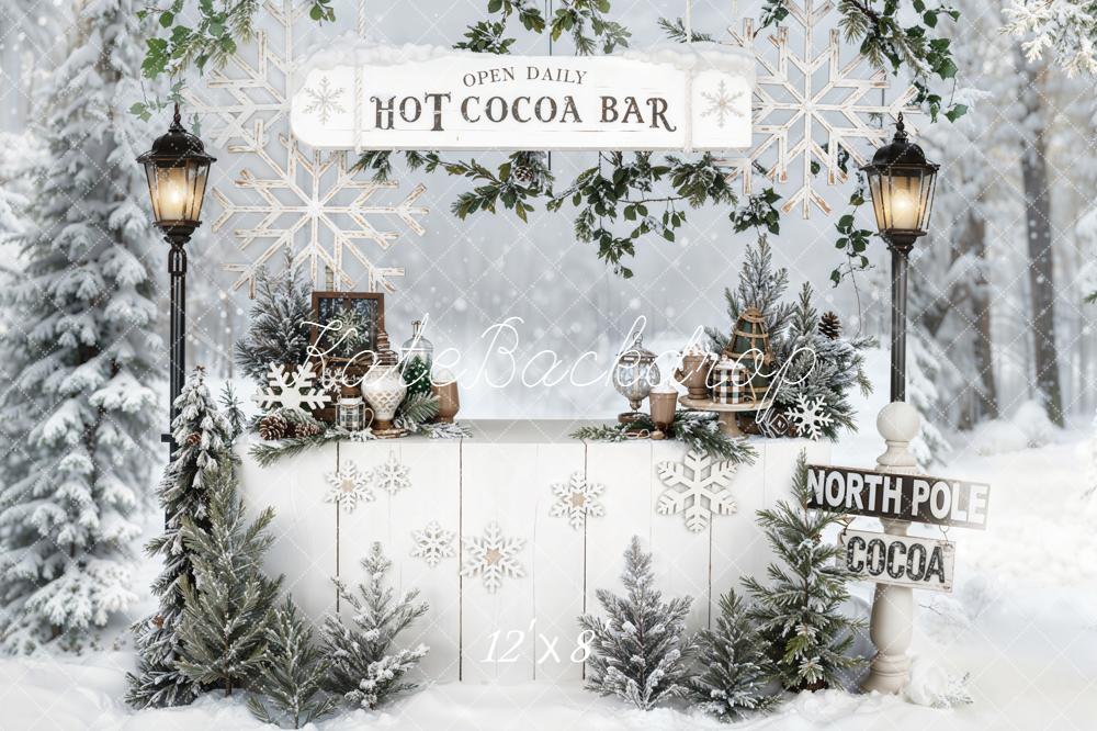 Kate Hiver Bar Cacao Forêt Neige Toile de fond en Laine conçue par Emetselch