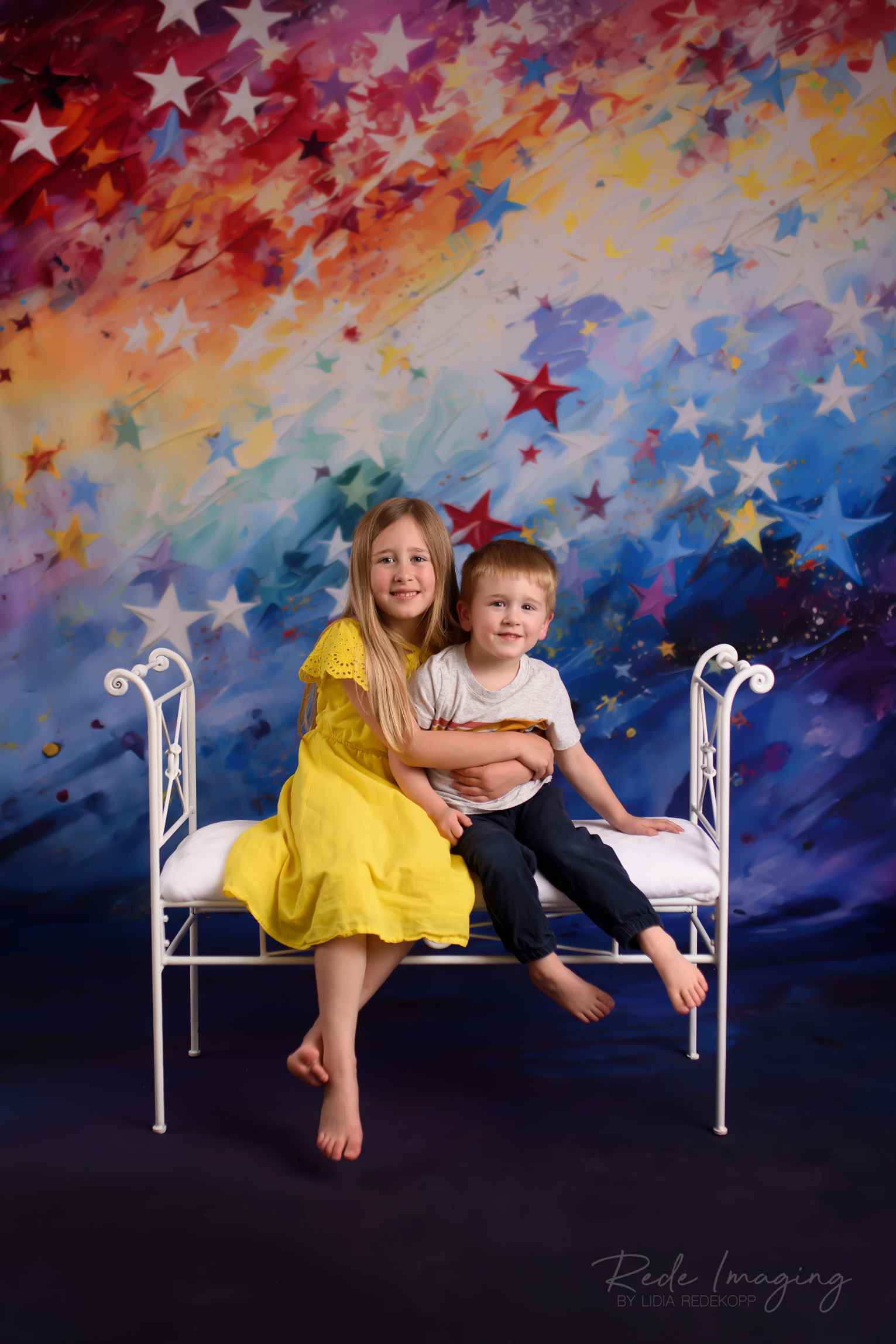 Kate Sweep Mur-à-Sol Peint Arc-en-ciel Étoiles Coloré Toile de fond conçue par Lidia Redekopp - Kate Backdrop FR