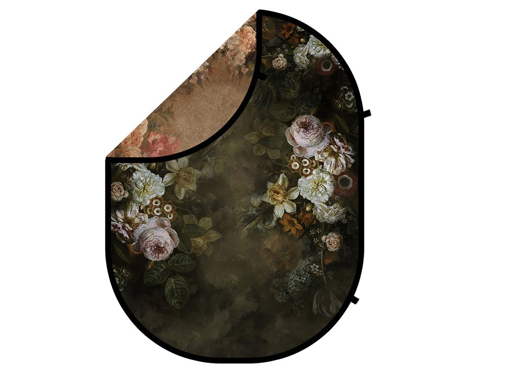 Kate Double-face Fleur Vert Sombre/Brun Toile de fond Pliable 5x6.5pi(1.5x2m) - Kate Backdrop FR