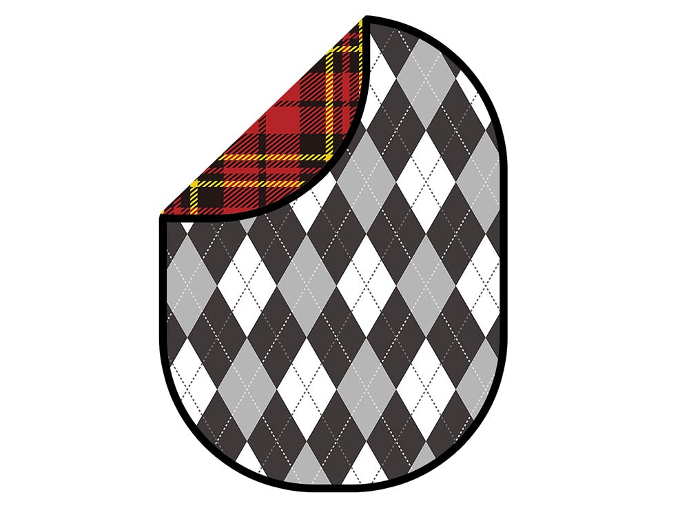 Kate Double-face Noir Gris Diamant/Rouge Plaid Rétro Toile de fond Pliable 5x6.5pi(1.5x2m) - Kate Backdrop FR