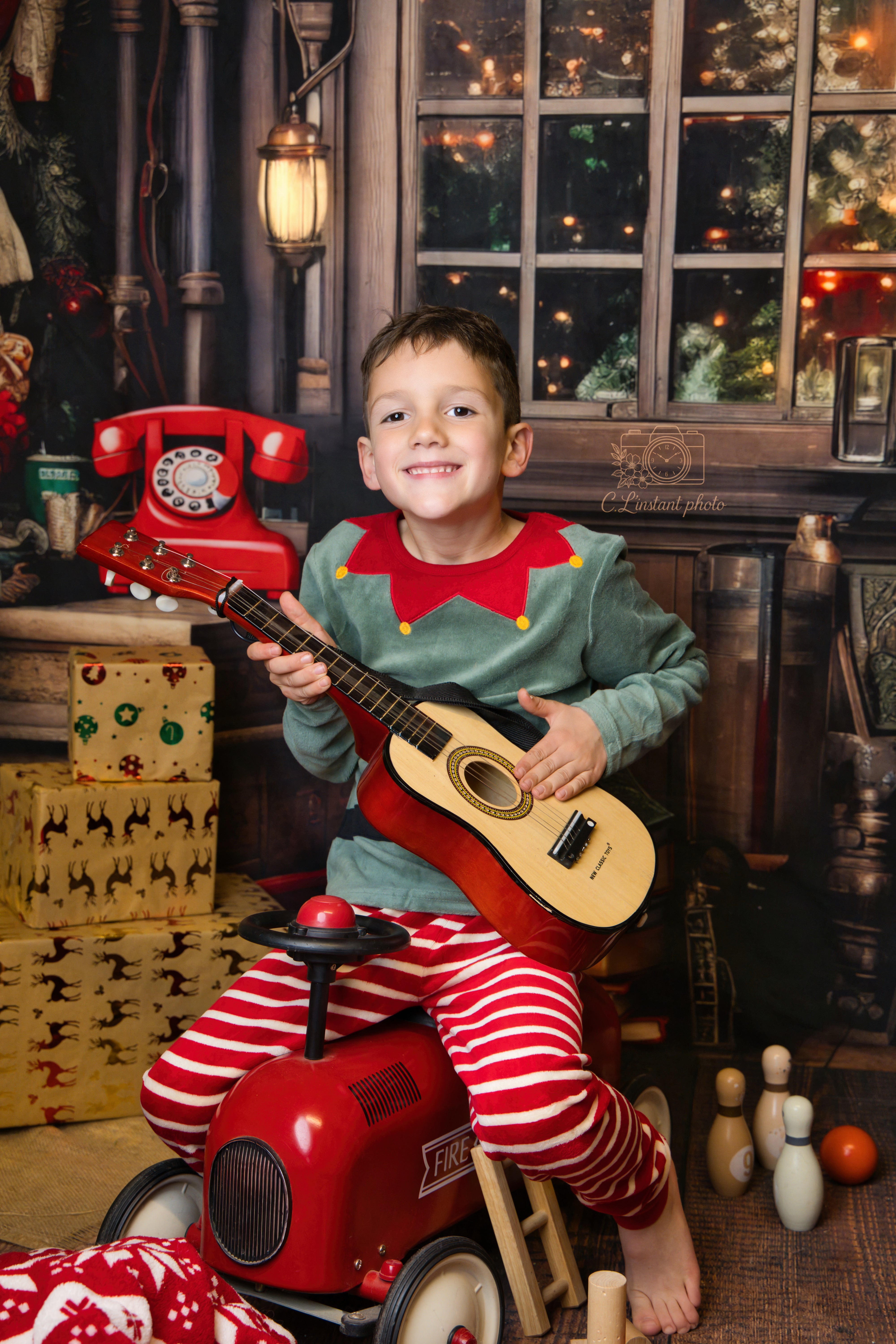 Kate Rétro Père Noël Chambre Arbre Toile de fond conçue par Chain Photographie