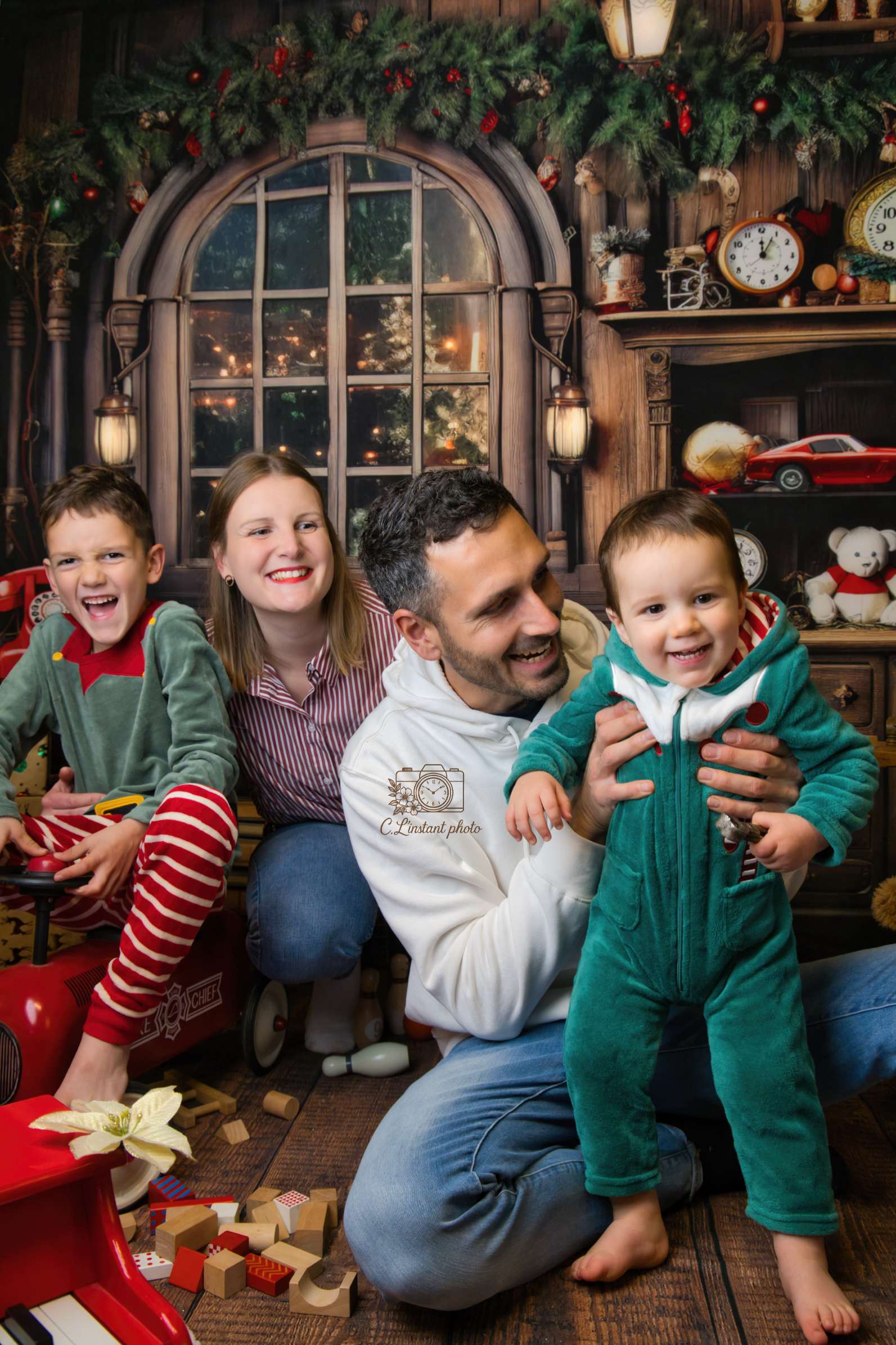Kate Rétro Père Noël Chambre Arbre Toile de fond conçue par Chain Photographie