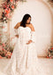 Kate Mousseline Fleur Imprimée Blanc Robe de Grossesse pour Séance Photo - Kate Backdrop FR