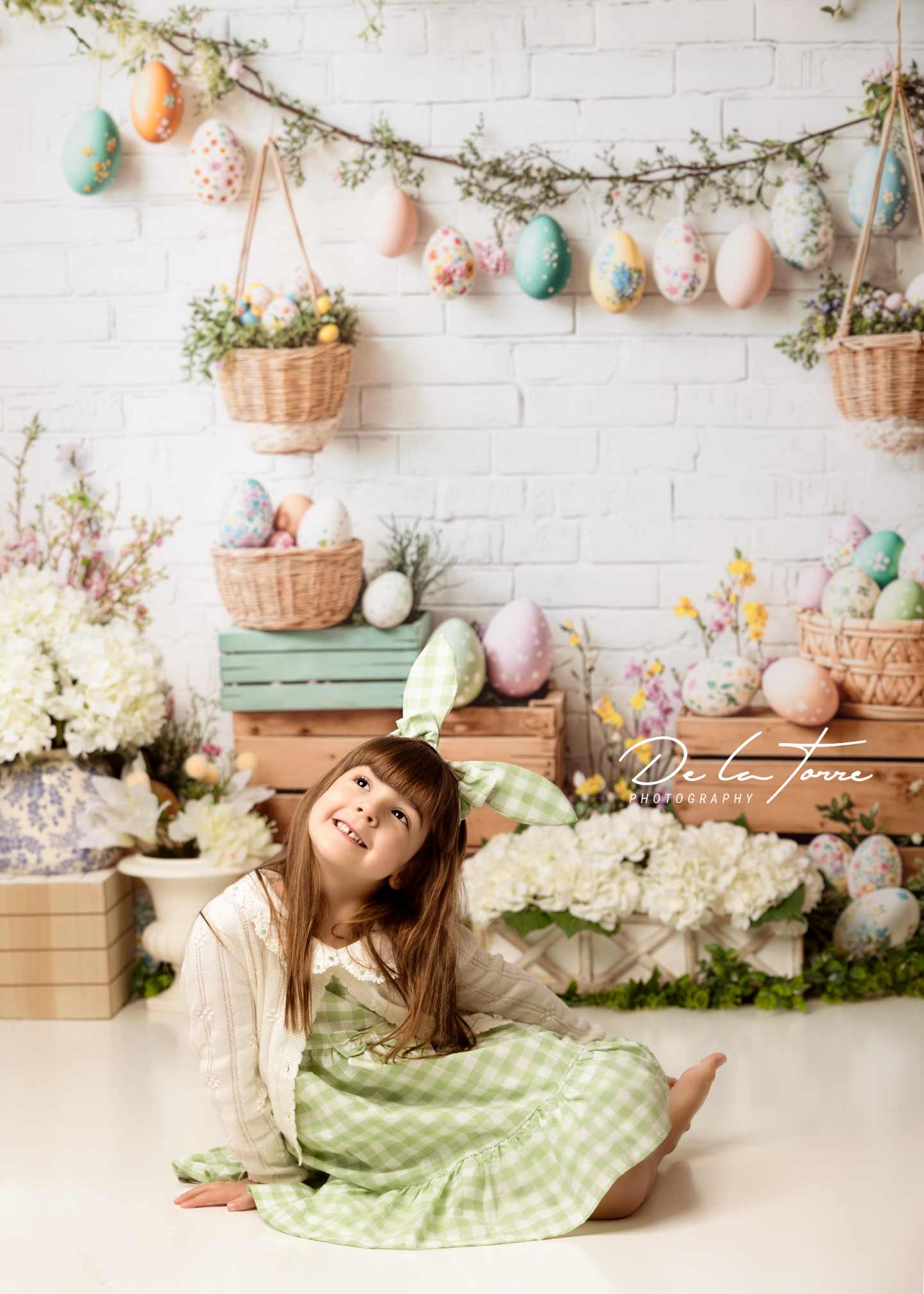 Kate Pâques Lapin Fleur Œufs Rustique Toile de fond conçue par Emetselch