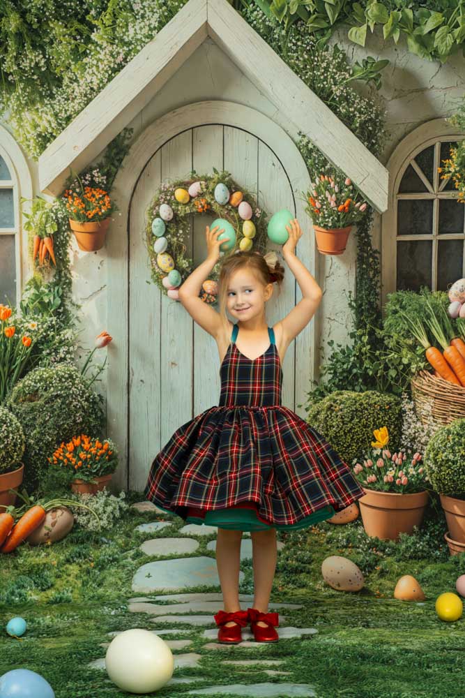 Kate Printemps/Été Motif à Carreaux Robe à lacets Enfant Pour la Photographie - Kate Backdrop FR