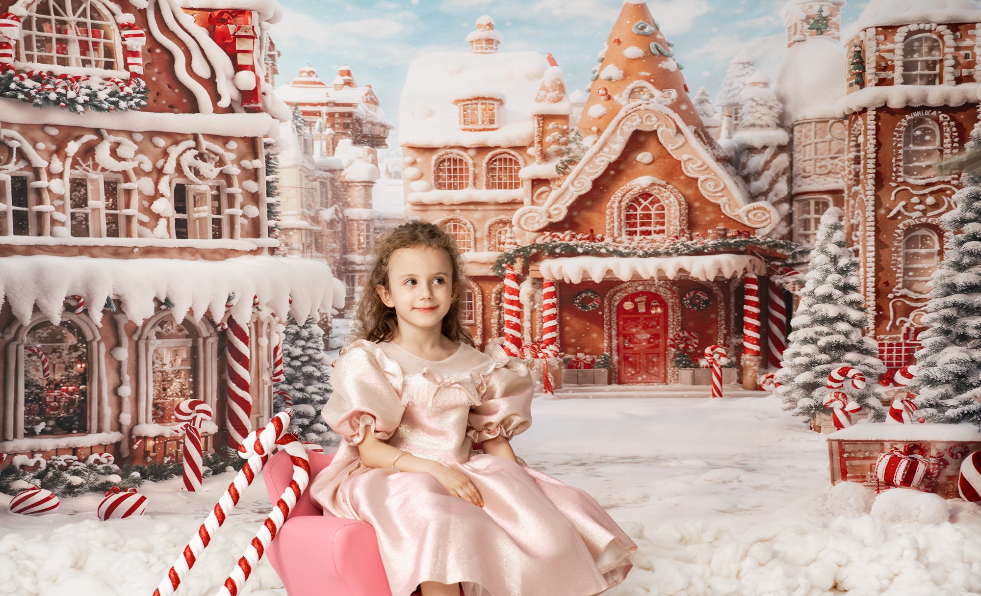 Kate Hiver Noël Ville de pain d'épice Toile de fond conçue par Chain Photographie