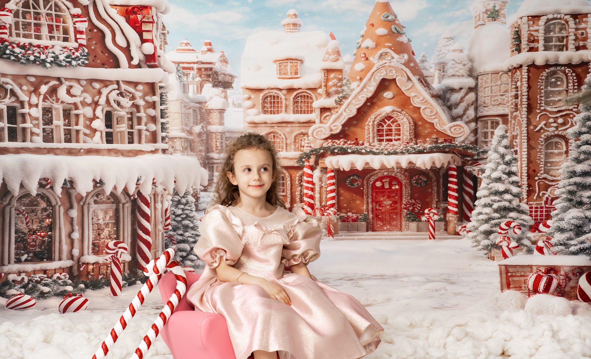 Kate Hiver Noël Ville de pain d'épice Toile de fond conçue par Chain Photographie - Kate Backdrop FR