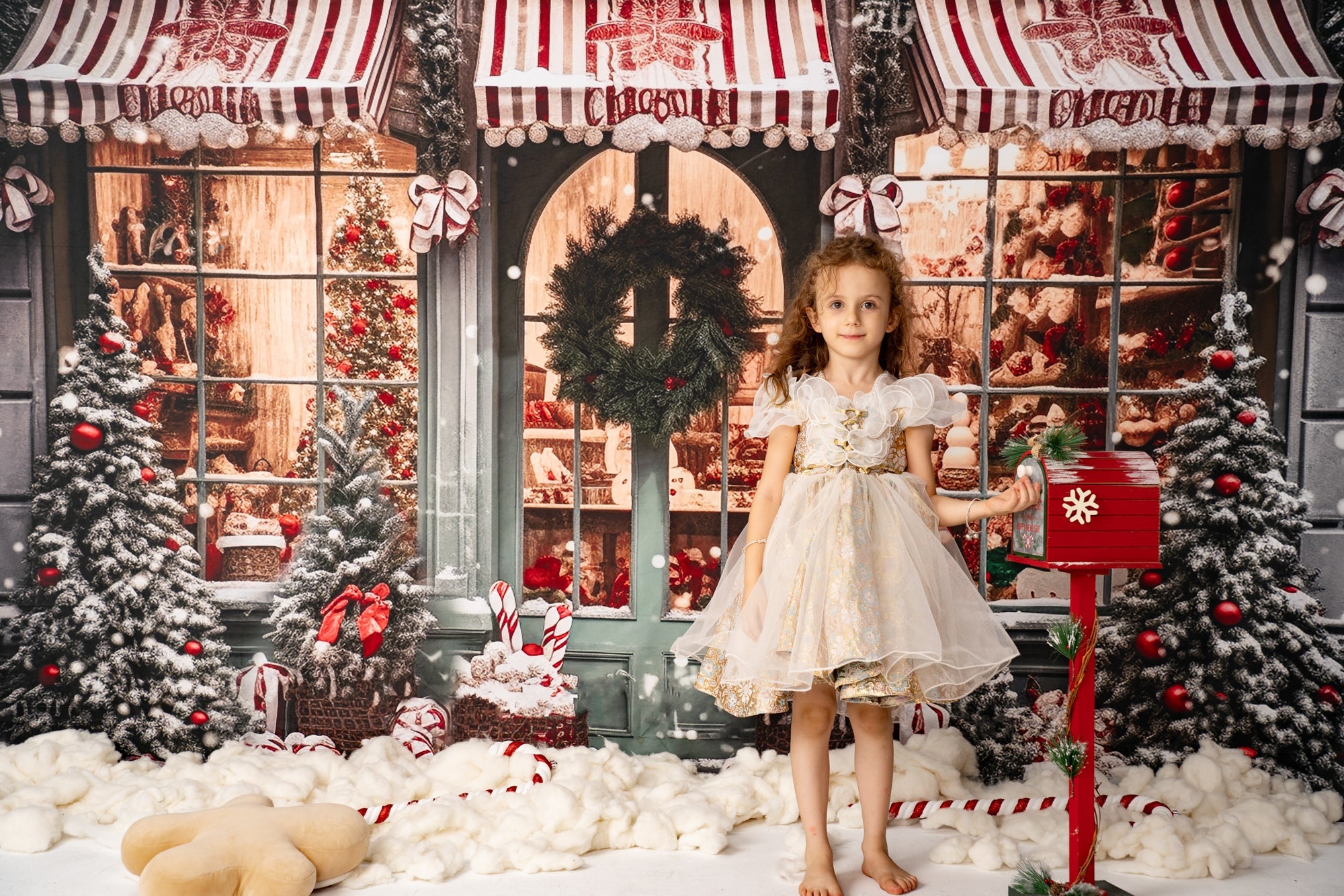 Offres Éclair Kate Sapin de Noël Boutique Neige Toile de fond en Laine pour la photographie - Kate Backdrop FR