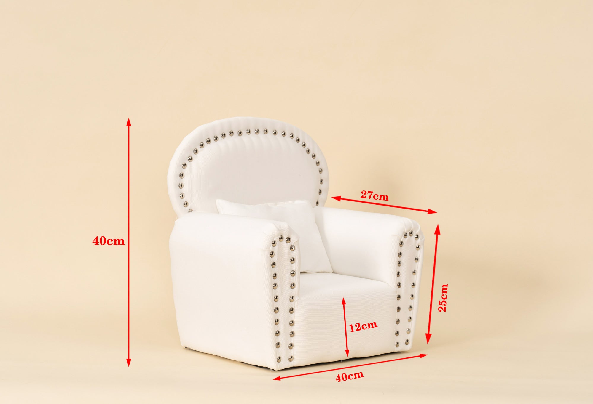 Kate Blanc Mini Fauteuil en tissu avec Rivet Nouveau-né Accessoires de Photographie