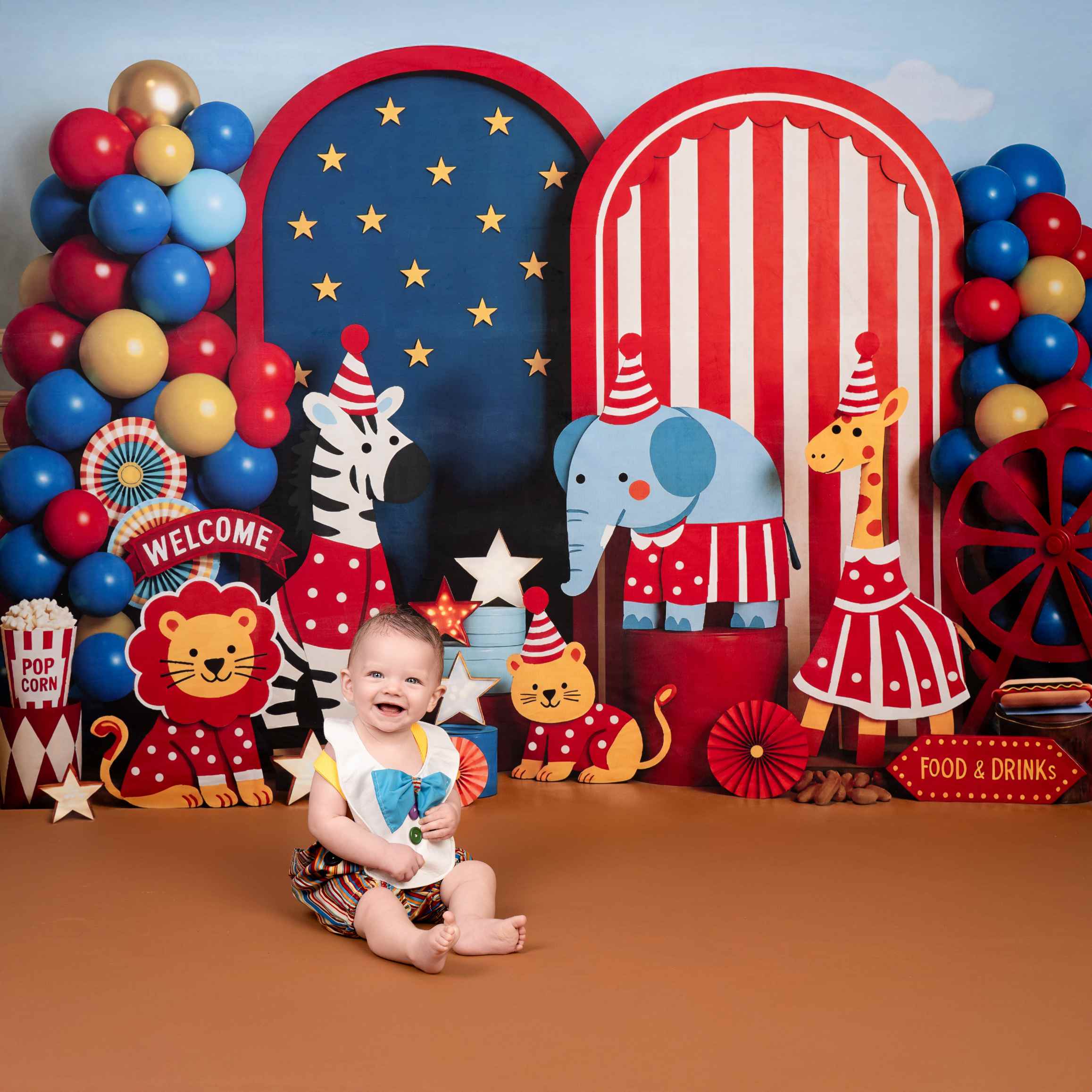 Kate Enfant Cirque Animaux Ballons Toile de fond conçue par Mini MakeBelieve