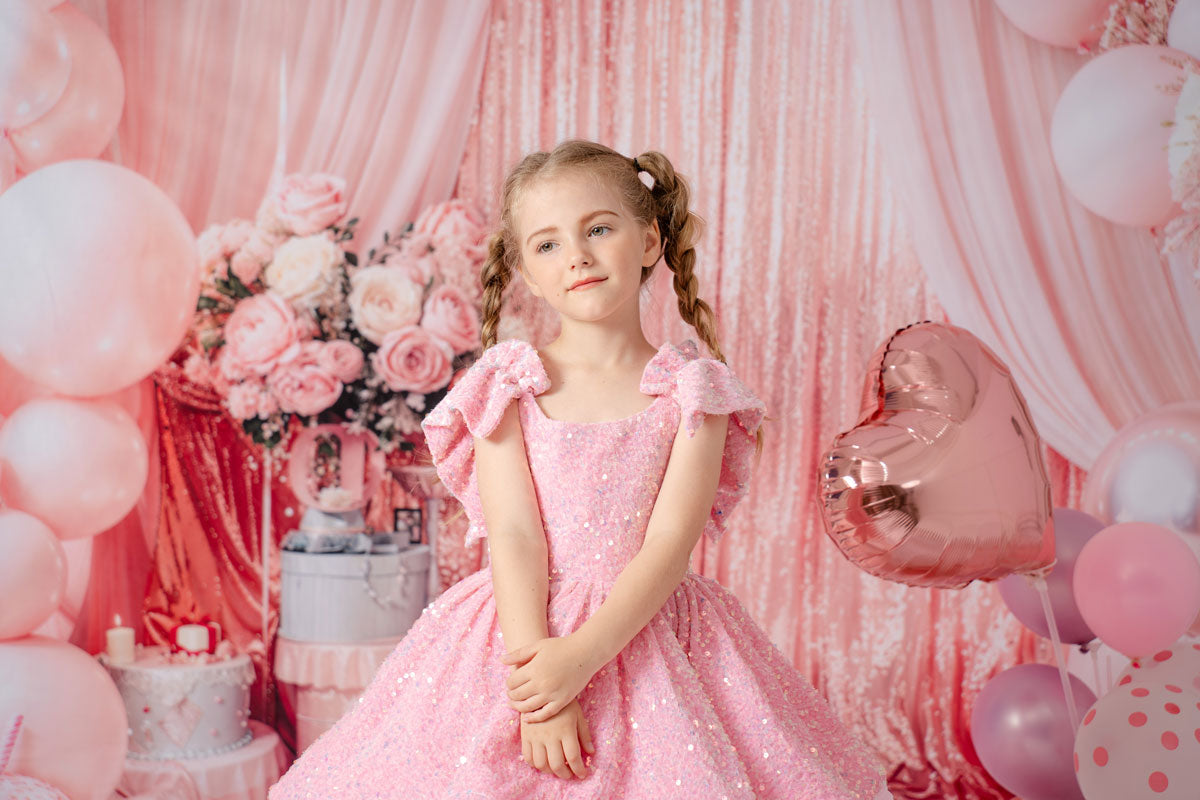 Kate Fleur Rideaux Ballon Rose Gâteau Toile de fond conçue par Emetselch - Kate Backdrop FR