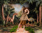 Kate Forêt Dinosaure Arbre Montagne Toile de fond+Prairie Chemin Herbe Sol Toile de fond