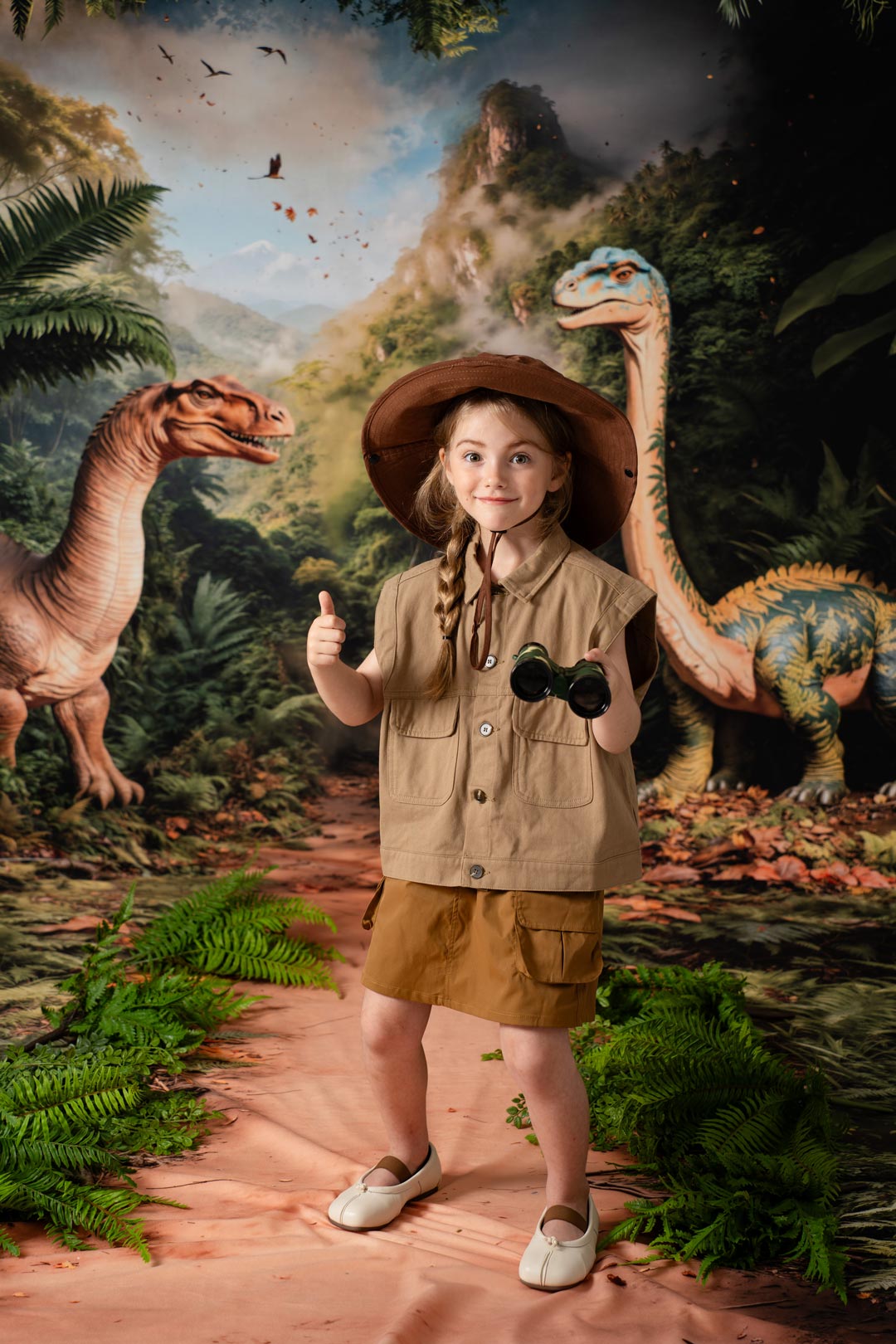 Kate Forêt Dinosaure Arbre Montagne Toile de fond+Prairie Chemin Herbe Sol Toile de fond
