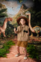 Kate Forêt Dinosaure Arbre Montagne Toile de fond+Prairie Chemin Herbe Sol Toile de fond