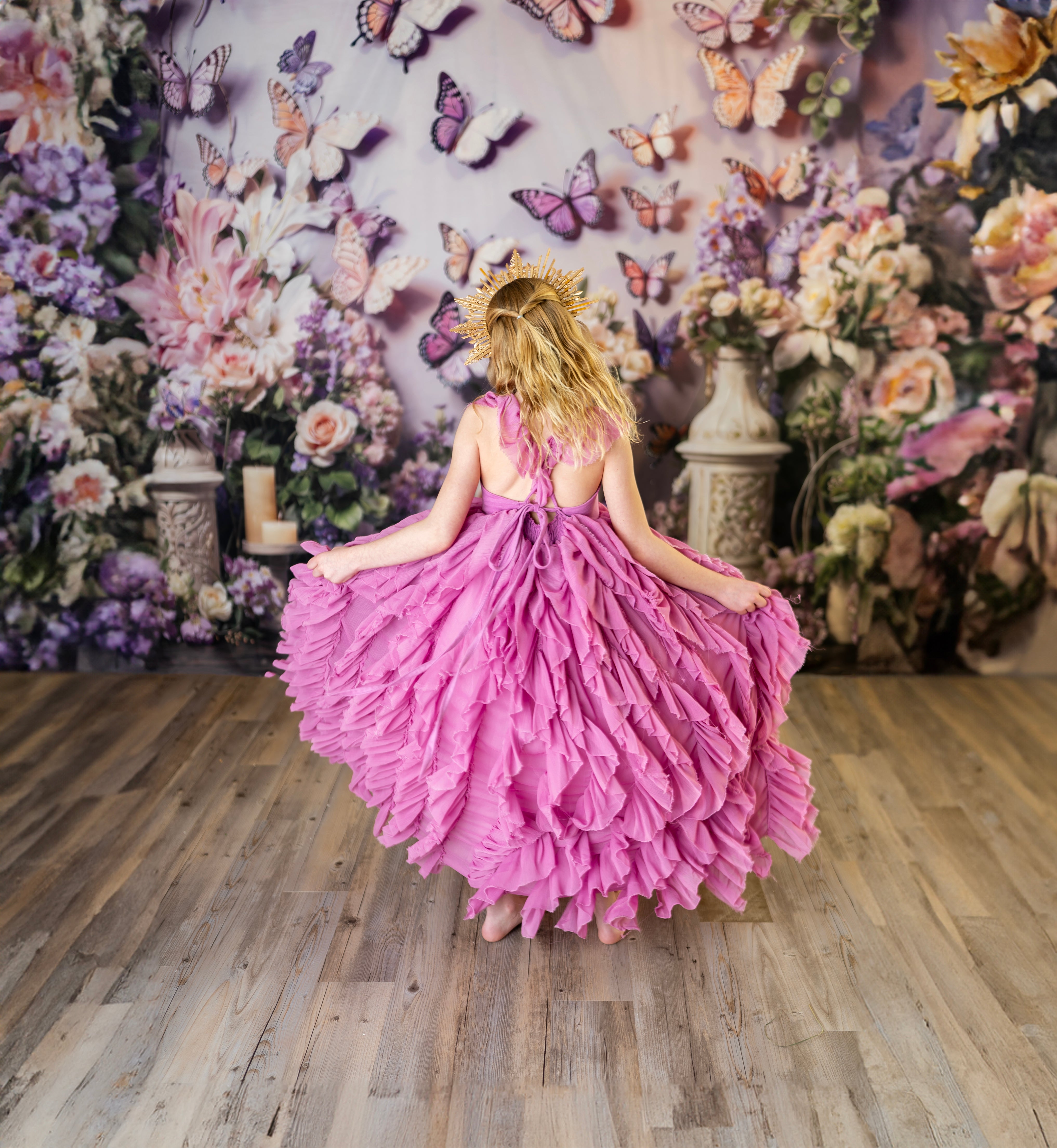 Kate Printemps Rose et Violet Fleurs Papillon Toile de fond conçue par Emetselch