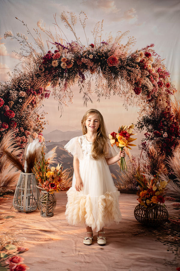 Kate Été Sable Arche Fleurs Bohème Toile de fond conçue par Emetselch - Kate Backdrop FR