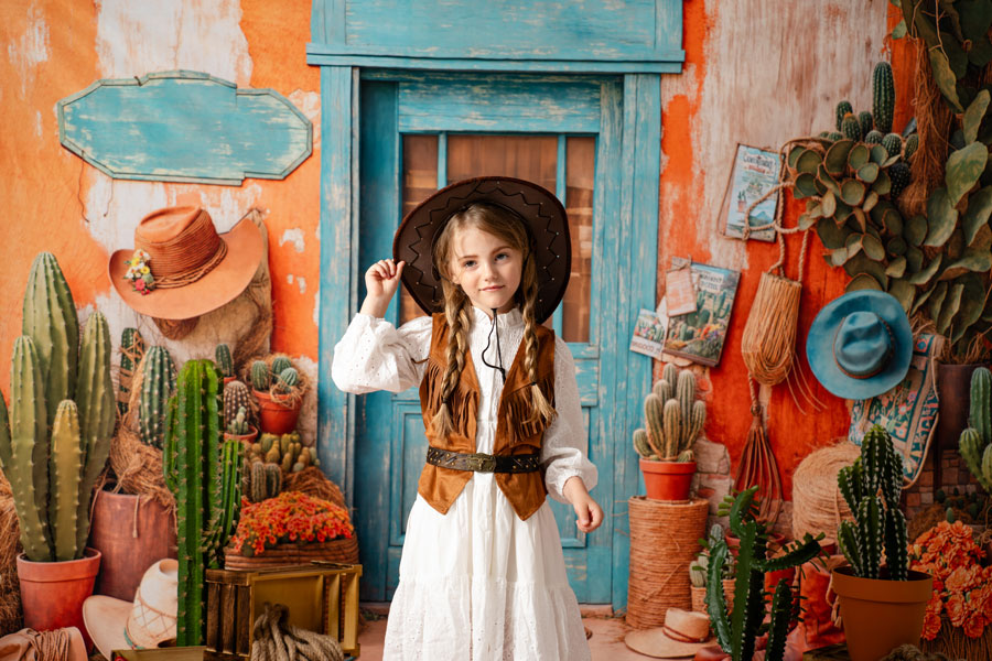 Kate Cactus Cowboy Porte Bottes Toile de fond conçue par Emetselch - Kate Backdrop FR