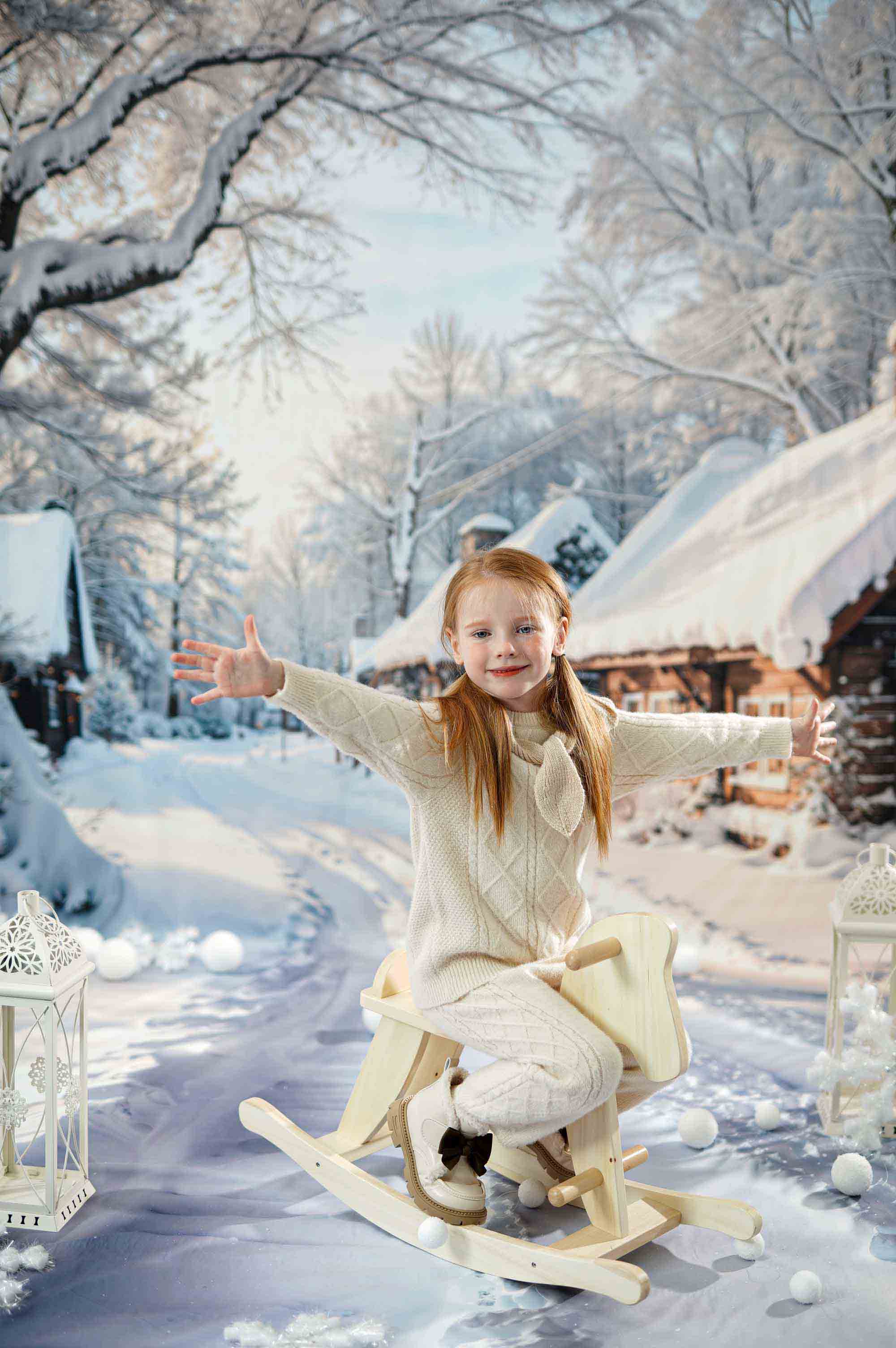 Kate Hiver Neige Maison Extérieur Kit Photo - Kate Backdrop FR