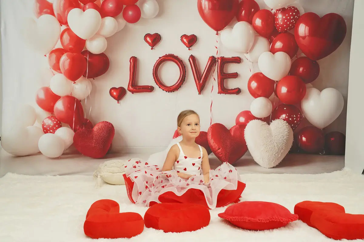 Kate Saint-Valentin Rouge Blanc Maille Robe Enfant Pour la Photographie - Kate Backdrop FR