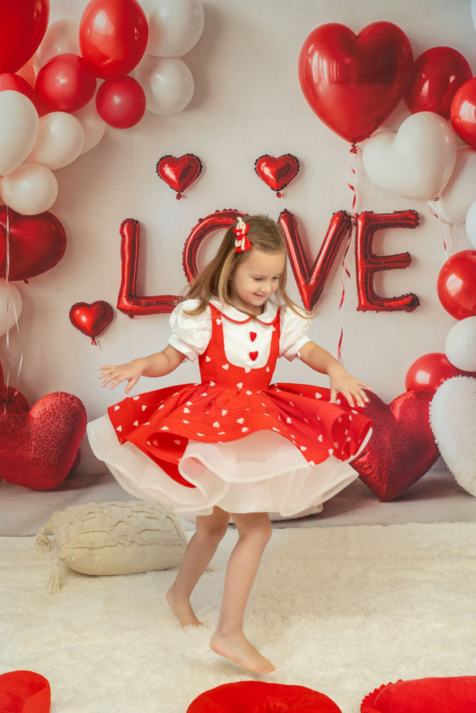 Kate Printemps/Été Rouge Blanc Manches courtes Robe Enfant Pour la Photographie - Kate Backdrop FR